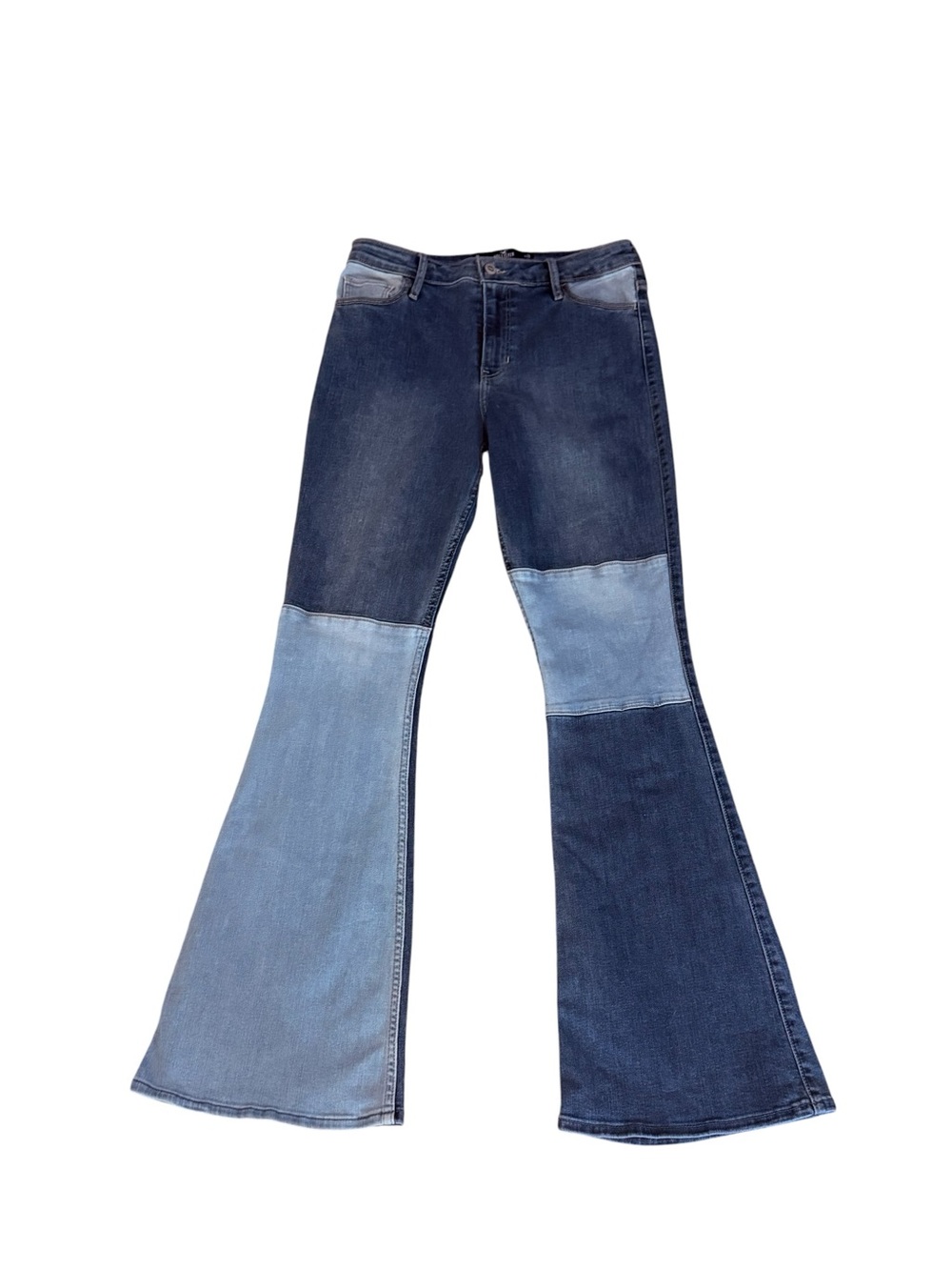 Hollister High Rise Vintage Flare Blue Patchwork Jeans